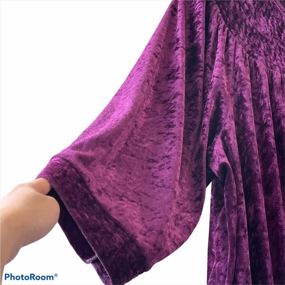 Moonbeams PURPLEE Robe House Coat crushed velvet snap front Size XXL. - Picture 7 of 14
